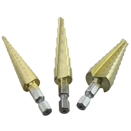 K-Tool International Step Drill Bits Set, 3 pcs. KTI71233